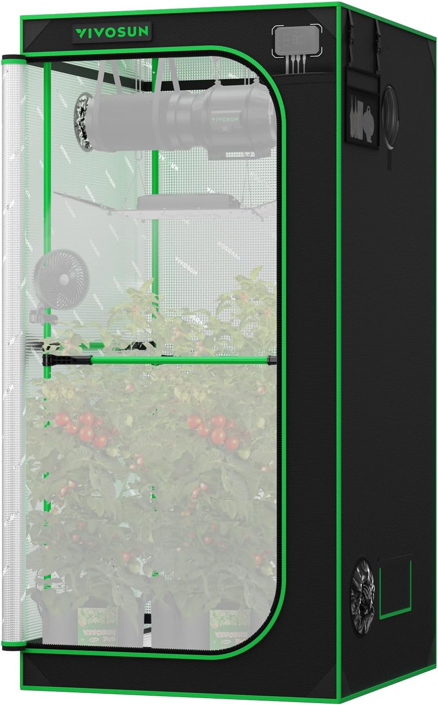VIVOSUN P336 36"×36"×72" PRO Grow Tent, with Thick 1 inch Poles, Strengthened High Reflective Mylar Oxford Fabric, Extra Hanging Bars & High CFM Kit for Hydroponics Indoor Plant for AeroLight A200SE