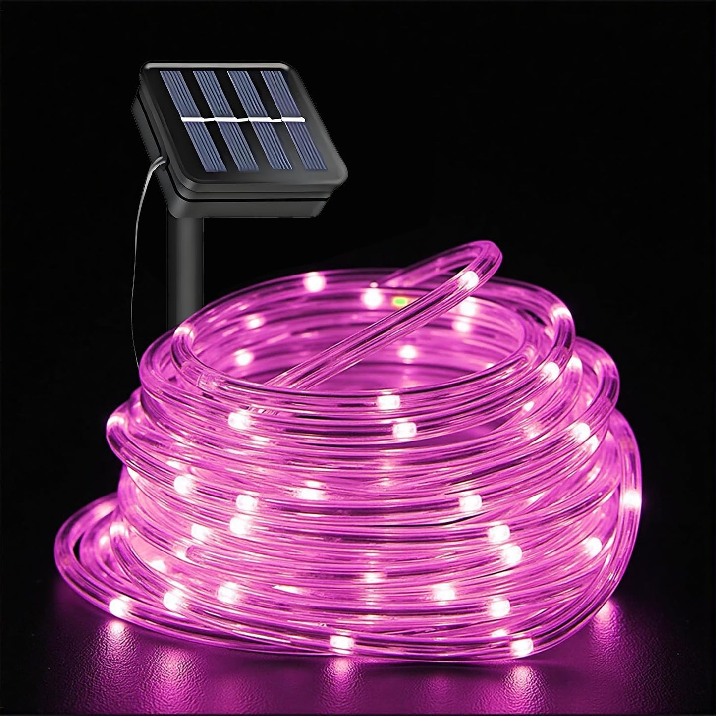 Pink Solar Rope Lights For Outside - 100 Led 33 Ft Solar Powered String Lights Pink Fairy Light With 8 Lighting Modes  Outdoor Rope Light Waterproof For Christmas Wedding Garden Yard Party Home Decor