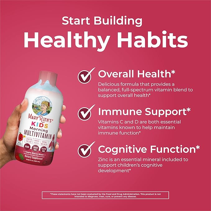 MaryRuth Organics Liquid Multivitamin (Apple Berry) & Liposomal (Strawberry Cherry & Vanilla) for Kids | Clean Label Project Verified® | Overall Wellness | Vegan, Non-GMO, Gluten Free