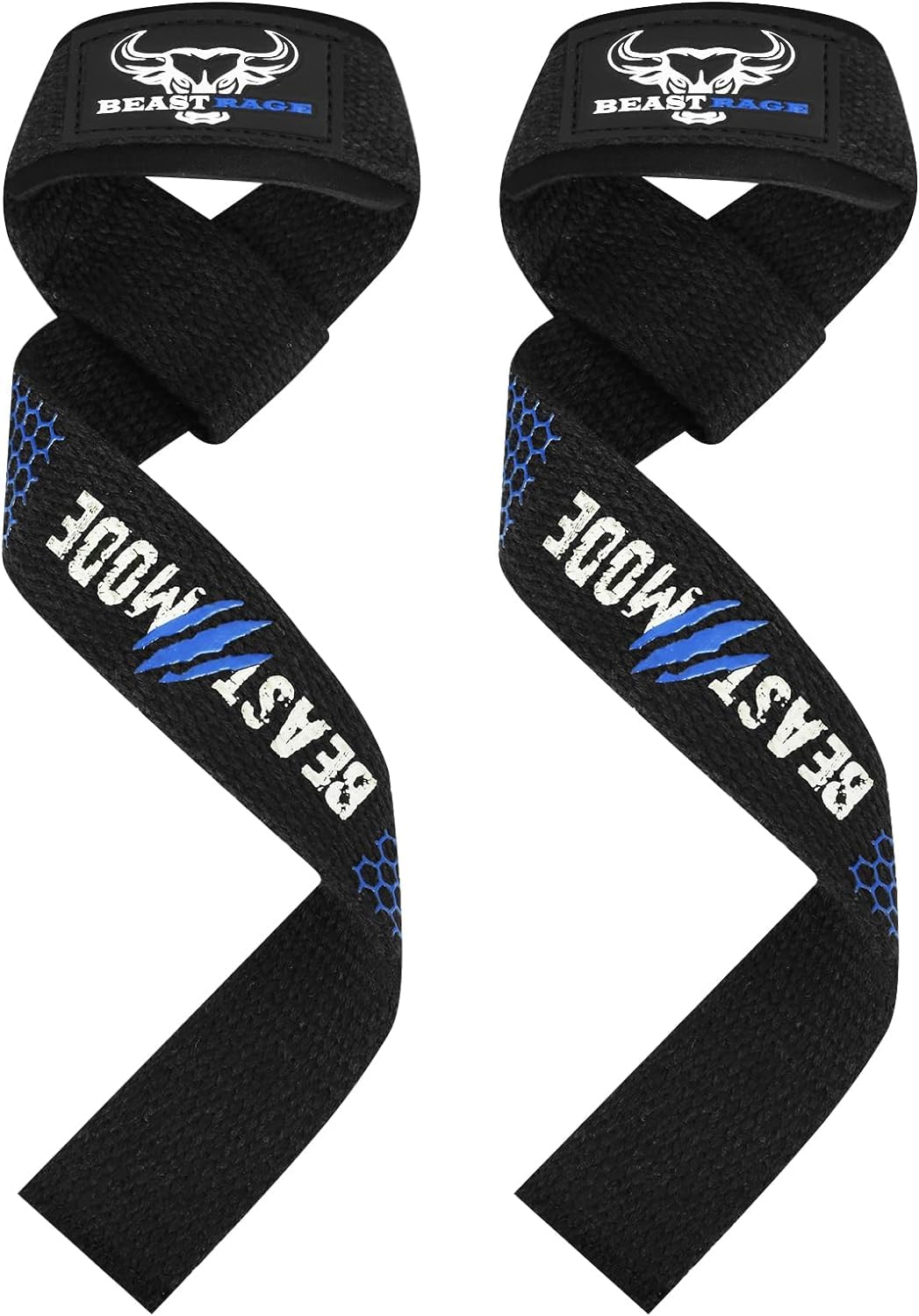 BEAST RAGE Lifting Wrist Straps for Weightlifting, Straps Gym Grip Power Workouts Lifting Straps Padded Cotton Men Women Wrap Lift, Deadlift Bodybuilding Weight Lifting Exercise Straps (Blue Silicone)