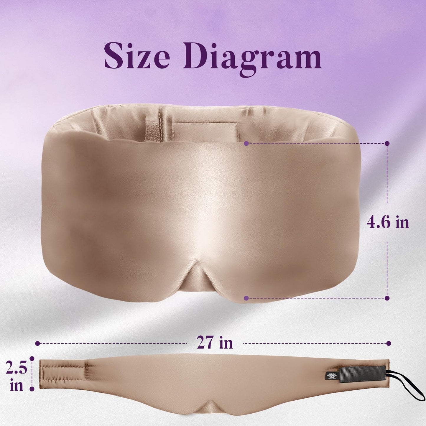 Okaydot Satin Sleep Mask - Updated Design Light Blocking Eye Mask for Men and Women, Soft and Comfortable Night Sleeping Mask, Eye Cover for Travel/Sleeping (Camel)