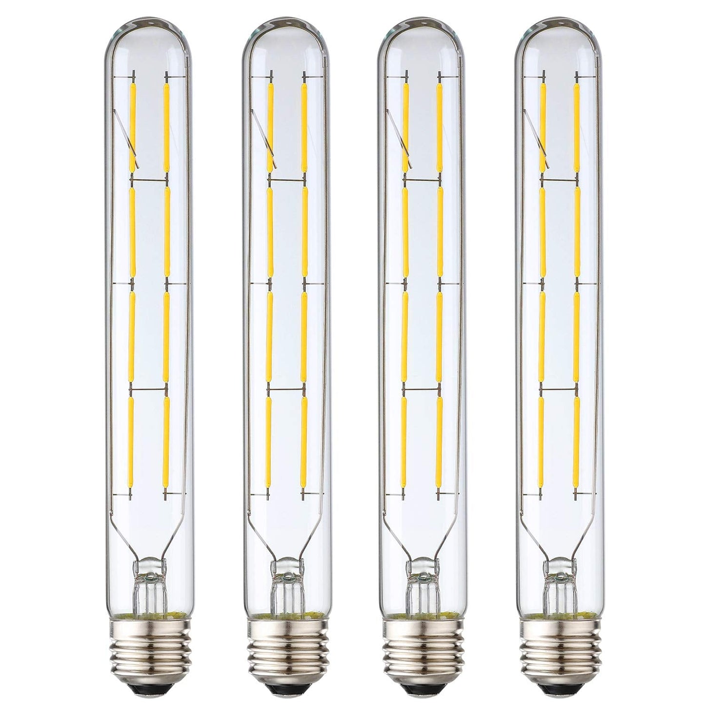 Leools 8W Dimmable Edison LED Tubular Bulb T10, 4000K Daylight, Glass, 4-Pack