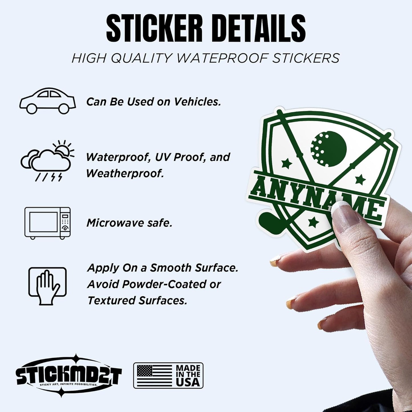 Custom Golf Name Sticker Personalized Golf Player Name Stickers Team Name Waterproof Vinyl Sticker for Laptop, Water Bottles, Phone, Kindle Decor Decal Gifts for Adults Kids