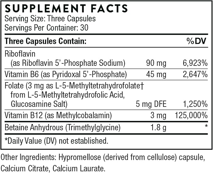 THORNE Methyl-Guard Plus - Active folate (5-MTHF) with Vitamins B2, B6 & B12 - Supports methylation & Healthy Level of homocysteine* - Gluten, Dairy & Soy-Free - 90 Capsules
