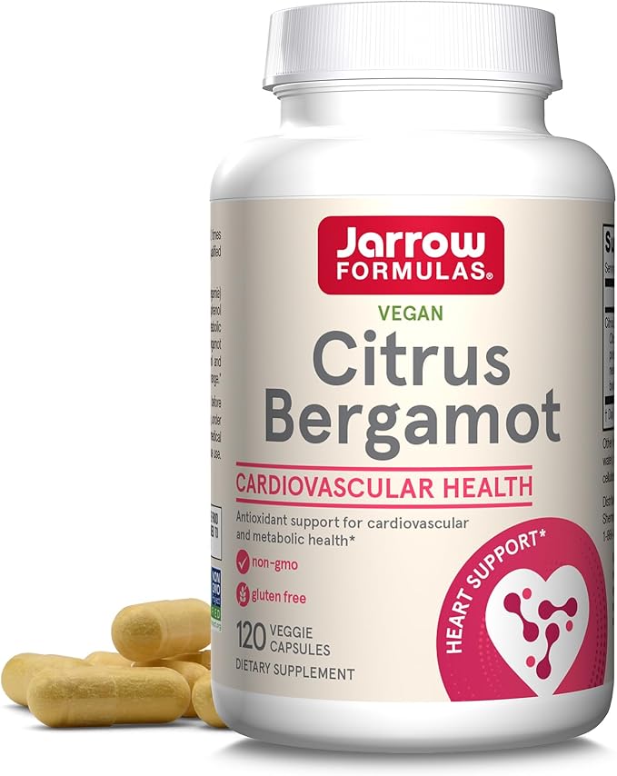 Jarrow Formulas Citrus Bergamot 500 mg - 120 Servings (Veggie Caps) - Antioxidant Support for Cardiovascular & Metabolic Health - Dietary Supplement - Gluten Free - Use with Jarrow Formulas QH-absorb