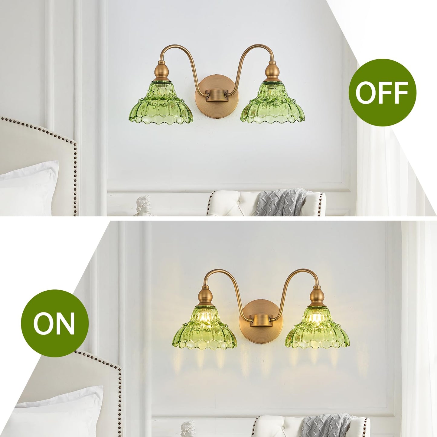 Tlolgt Vintage 2 Light Bathroom Vanity Light Bedroom Green Wall Sconces Vanity Lighting Fixtures Hallway Wall Light Fixtures Bathroom Lighting Fixtures Over Mirror