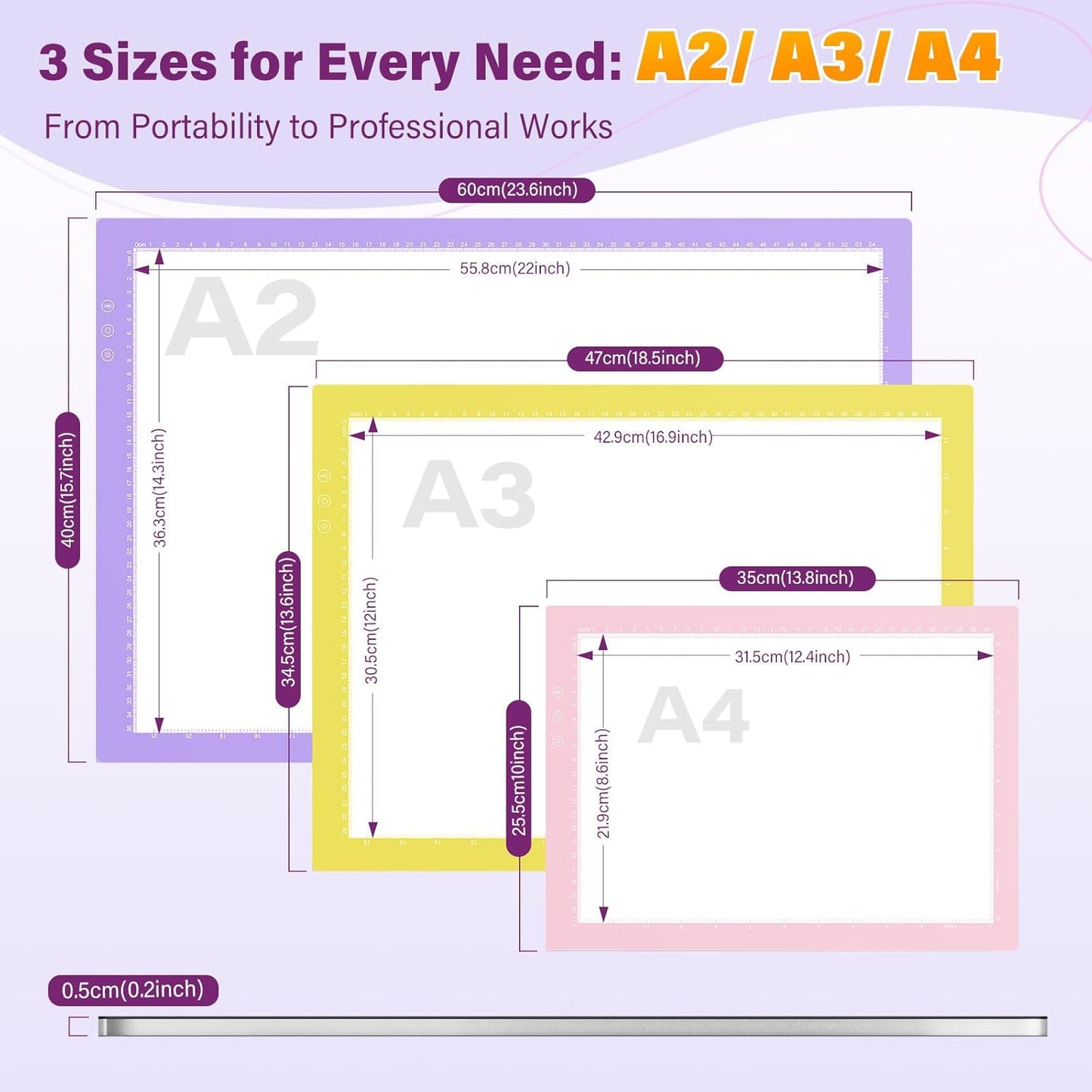 ZEXALIGHT A4 Light Box for Tracing, Light Pad for Diamond Painting with 8 Levels/Stepless Dimming Brightness and 3 Color Modes, Ultra-Thin Copy Board Light Table for Artists Tracing Drawing (Pink)