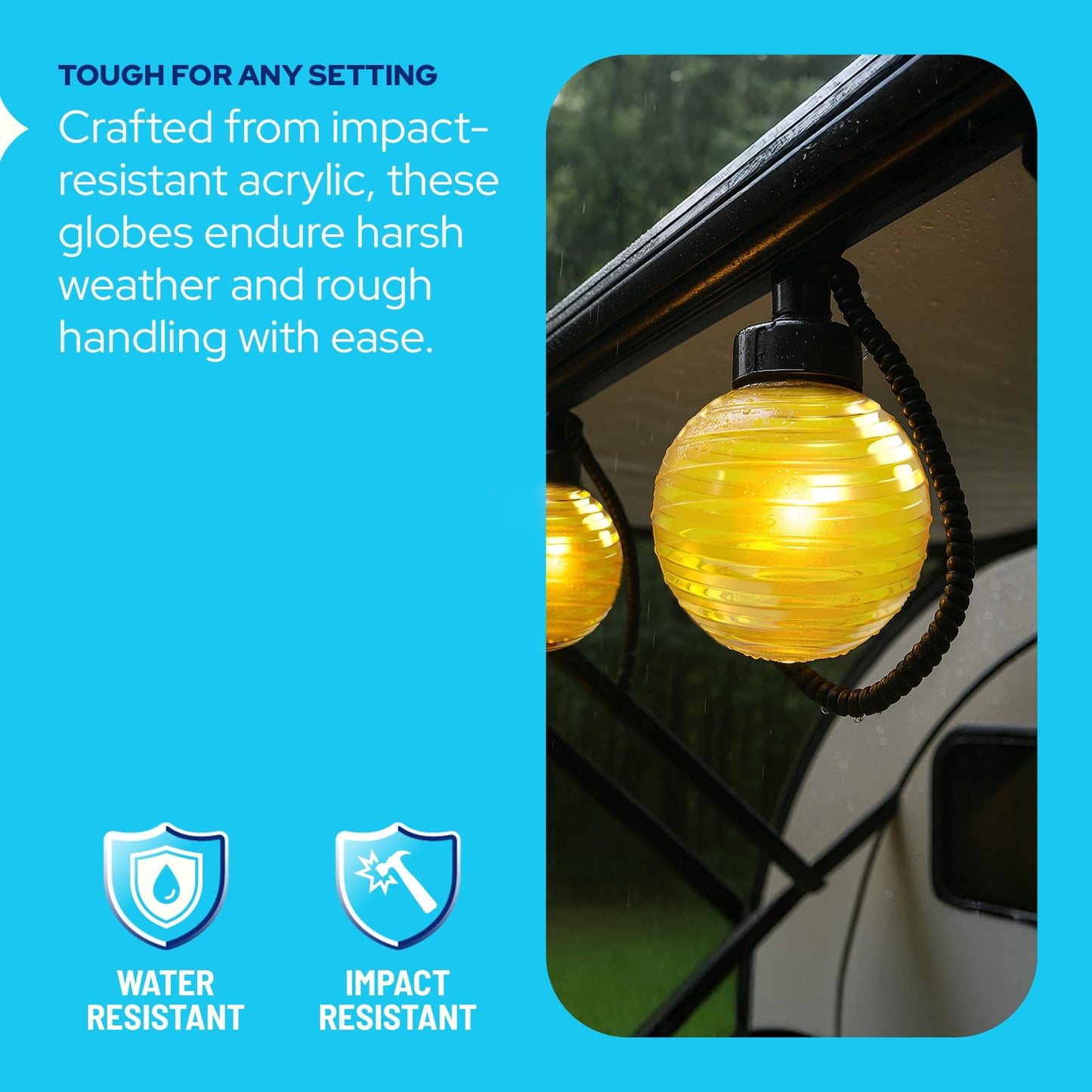 Kastlite 6 Globe Light Bulb Cover With 3.25 Threaded Screw-In Neck - Acrylic Plastic Replacement For Ceiling Lamp Shades  Outdoor Mood Lighting Fixtures & Camper Awning Lights - Yellow  Striped