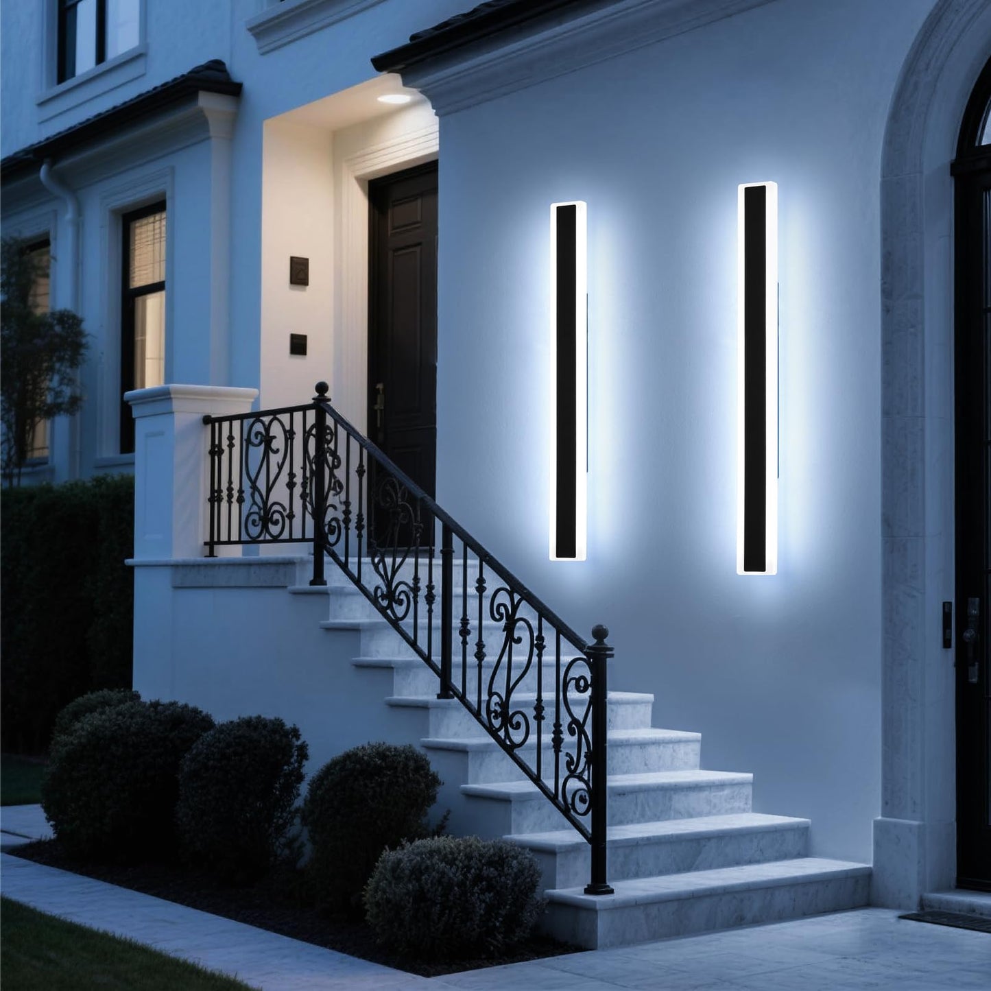 Mikeru 2Pack 39.3Inch Long Led Wall Light  6000K Cool White Modern Outdoor Wall Light Ip65 Waterproof Black Acrylic Porch Exterior Lighting Fixtures  Exterior Wall Mount Lights
