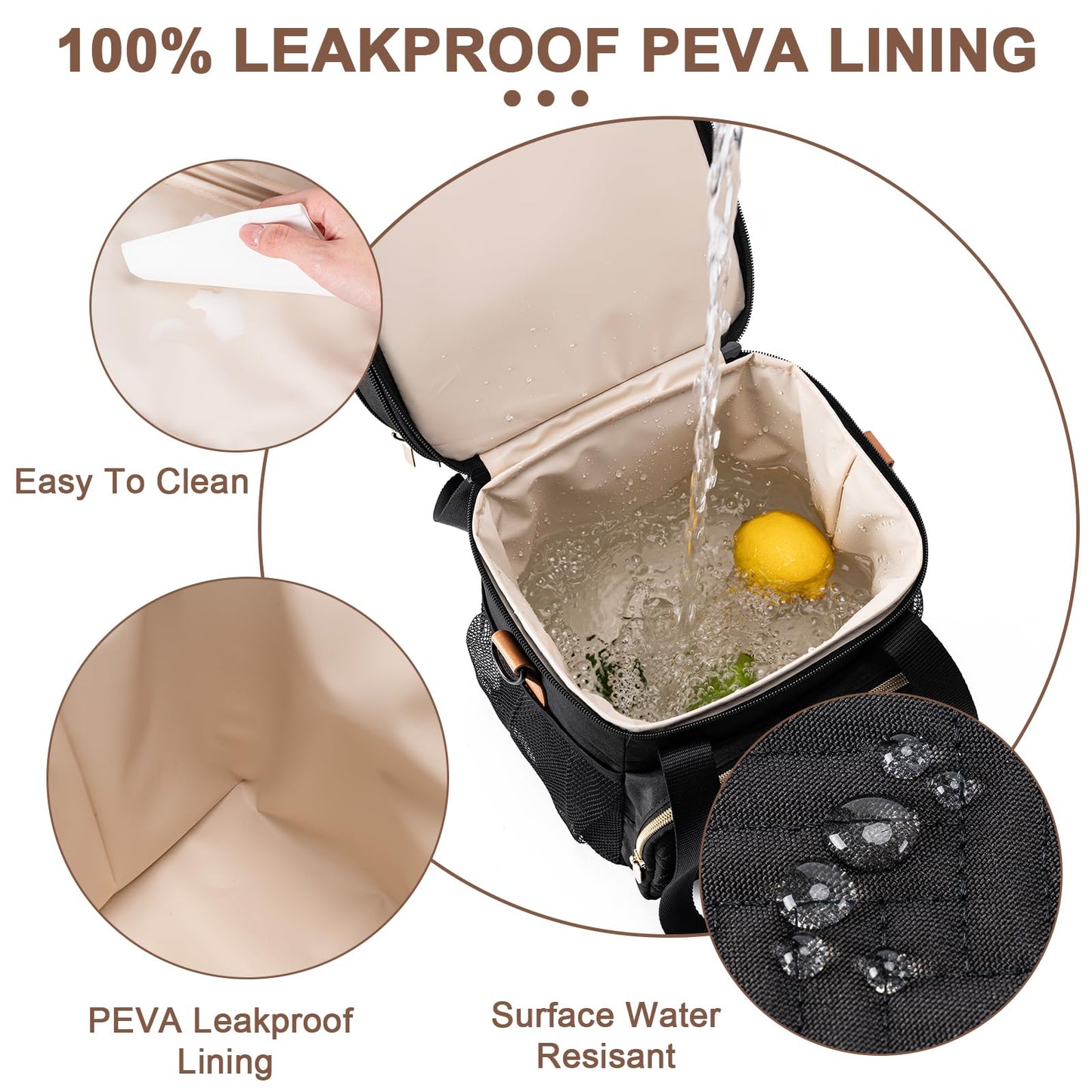 BABEYER Breastmilk Cooler Bag with Ice Pack Fits 6 Baby Bottles Up to 9 Ounce, Expandable Double-Layer Leak-Proof Cooler Bag with Shoulder Strap for Nursing & Working Mom, Black