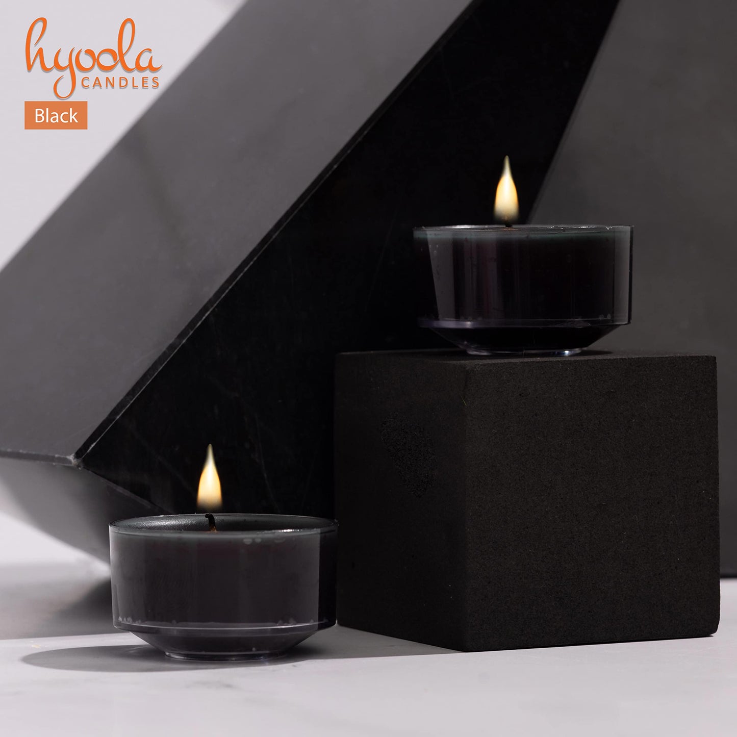 Hyoola Scented Tealight Candles - Black - 6 Hour Burn Time - 15 Pack - European Made - 1.9 Inch