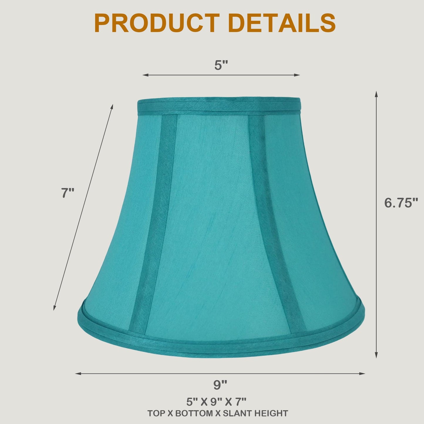 Urbanest Softback Bell Lampshade, Faux Silk, 5X9X7 Inches, Teal, Spider-Fitter