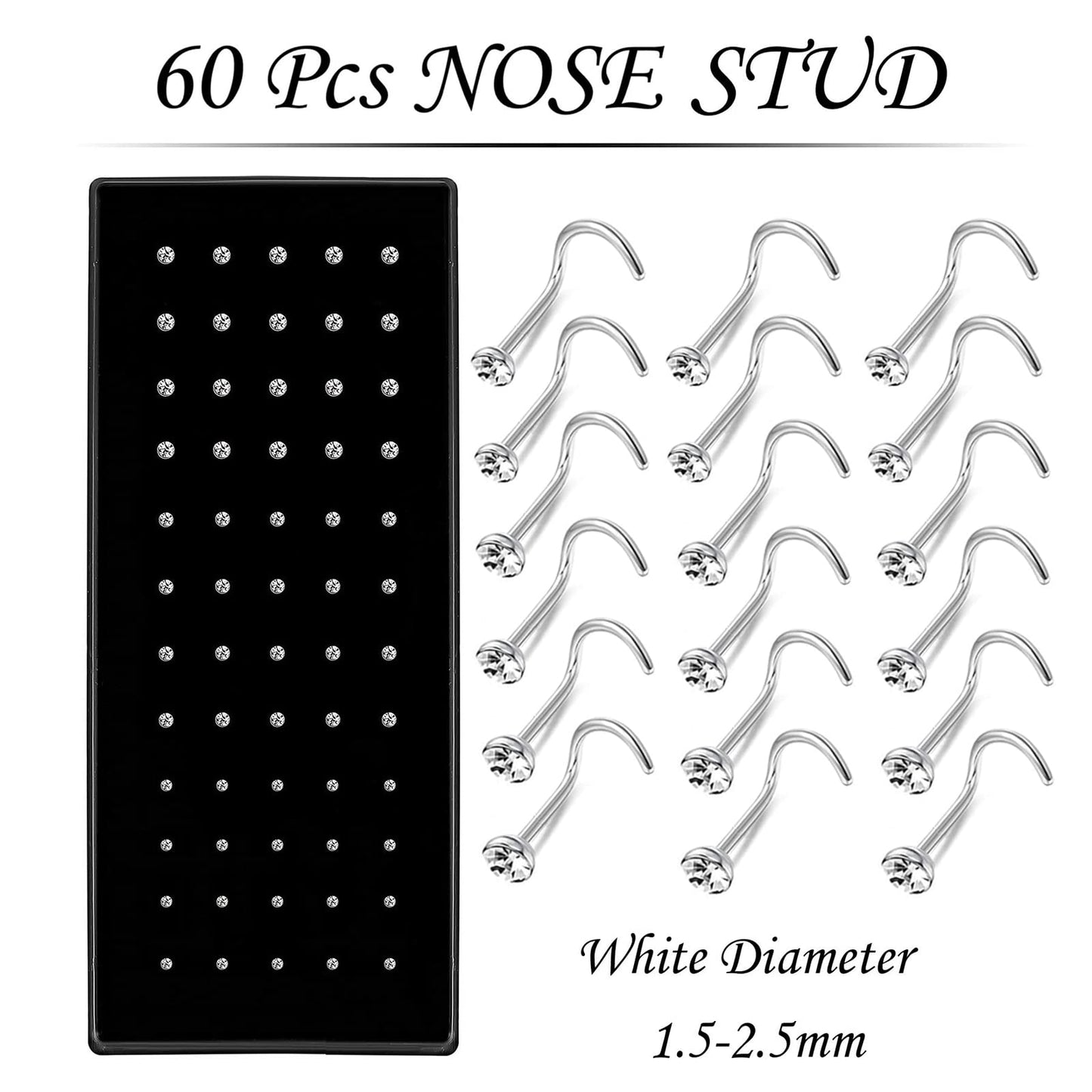 3 Sets 160 Pcs Nose Rings & Studs, Screw Shaped Surgical Stainless Steel Nose Piercing Jewelry - Colorful Hoops for Women & Men,