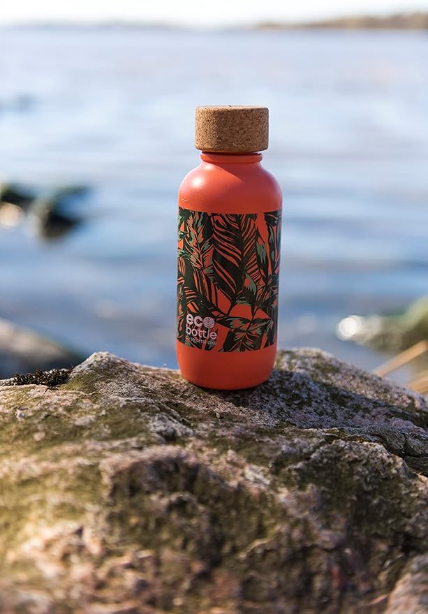 Smartshake EcoBottle 650ml Water Bottle – 22 oz Reusable BPA Free Sports Eco Water Bottle, Lightweight Leakproof Small Gym Flask Dishwasher Safe, Anchor (Coral Leaves)