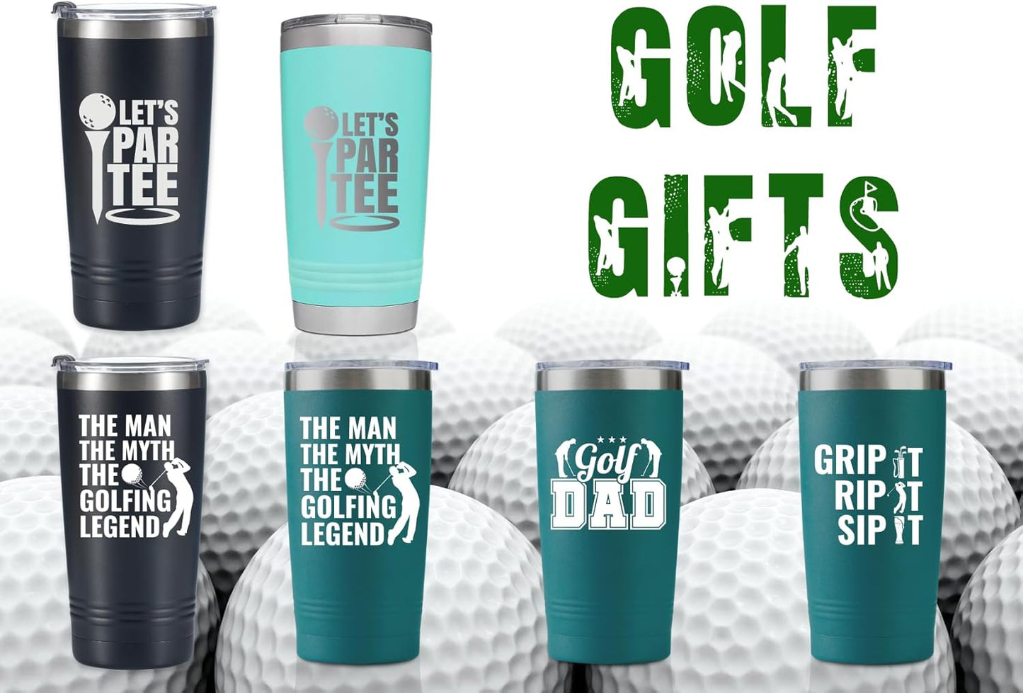 Onebttl Golf Gifts for Men, Funny Golf Gifts for Men 20oz Tumbler, Golf Dad Gifts, Fathers Day Golf Gifts, Birthday Gifts, Gifts for Golf Lovers - Black - The Man The Myth The Golfing Legend