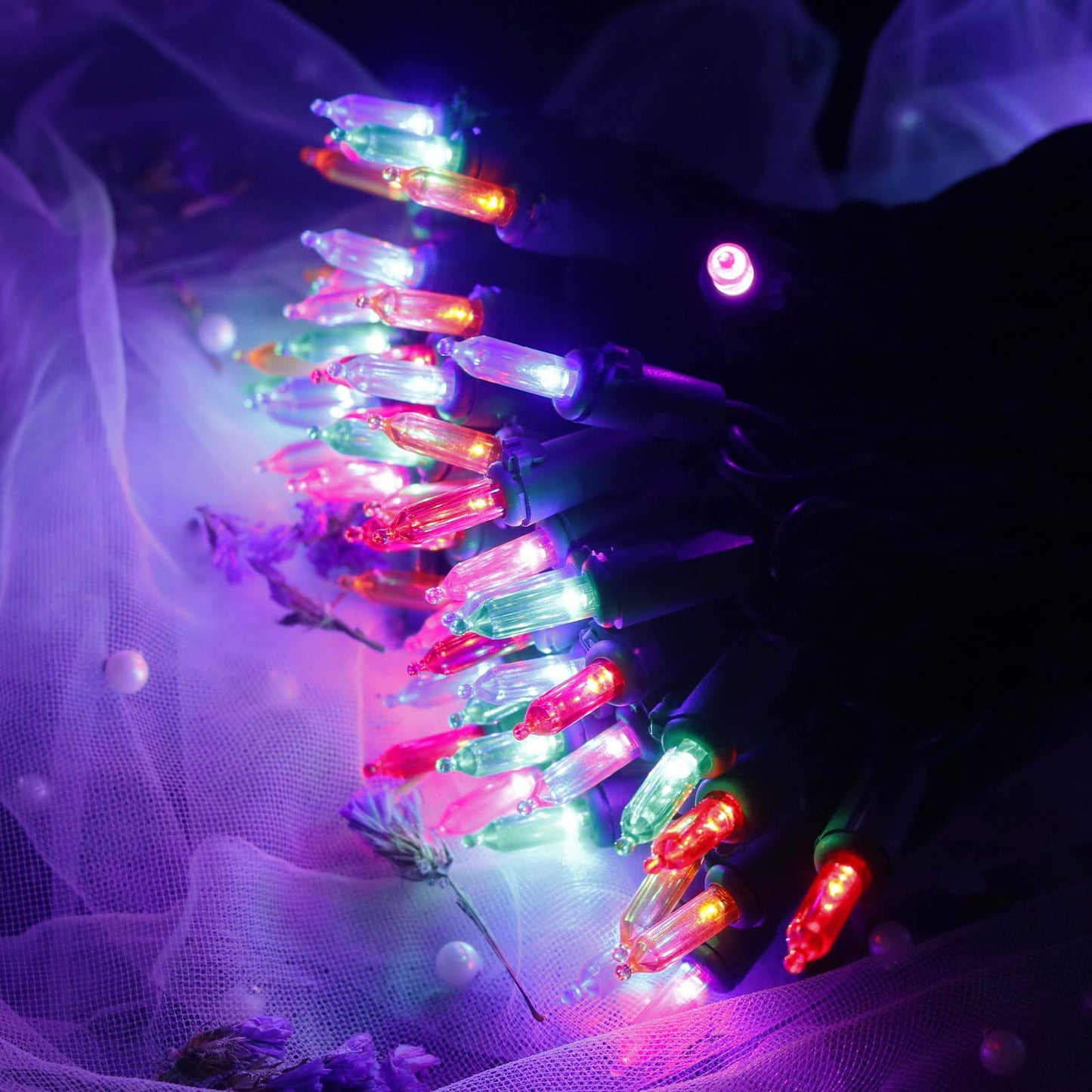 Multi-Sparking Led Christmas Lights - 66Ft, 200 Count, Green Wire, Multi-Color, Indoor/Outdoor, Model L100C/2F-A45