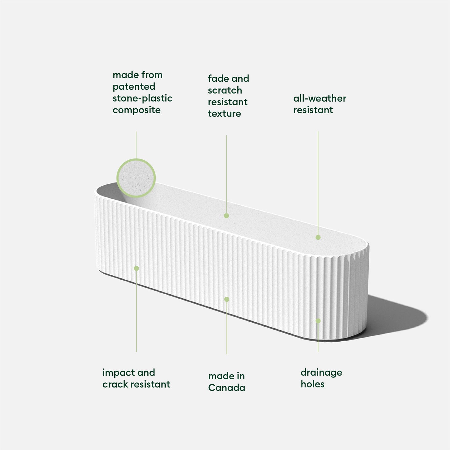 Veradek Demi Series Window Box Planter - Long Planter Box for Windowsill/Balcony | Durable Plastic-Stone Composite Material | Modern Décor for Flowers/Herbs