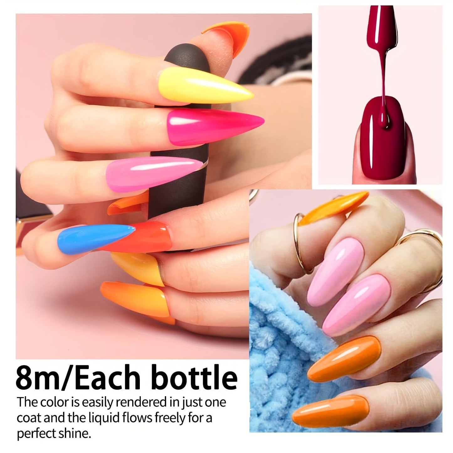 Gel Nail Polish,6 color kits Long Lasting Shine gel polish Wide Color Range gel nail polish set Professional gel nails polish Ma