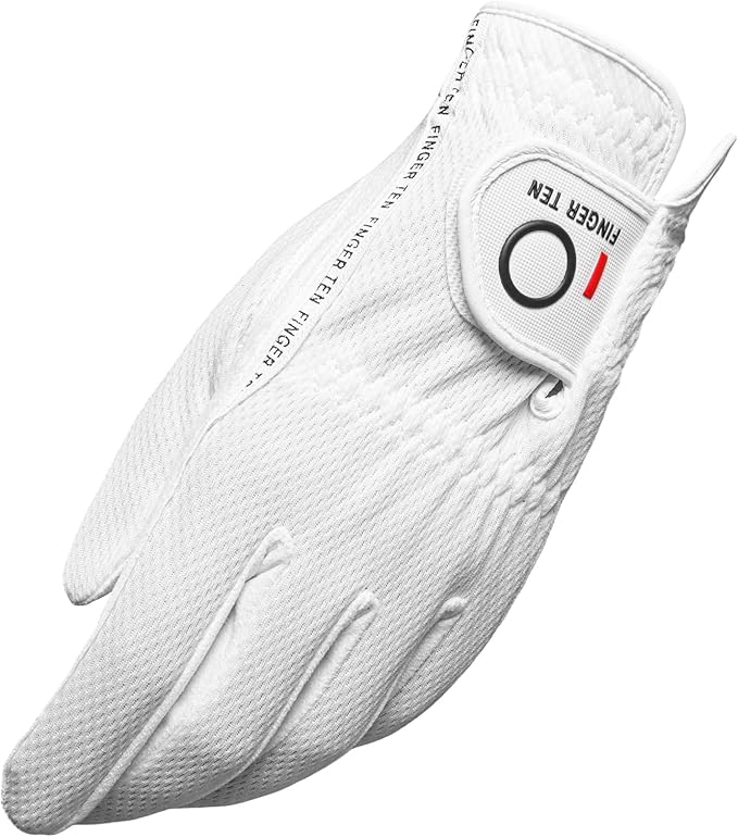 FINGER TEN Men’s Golf Glove Left Hand Right Handed Golfer Rain Grip 1 Pack, Durable Fit for Hot Wet All Weather Small Medi...