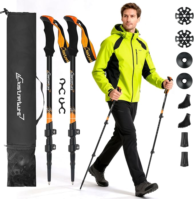 Clostnature Trekking Poles for Hiking – Collapsible Lightweight Hiking Poles, 2 Pack Aluminum Walking Sticks for Women, Me...