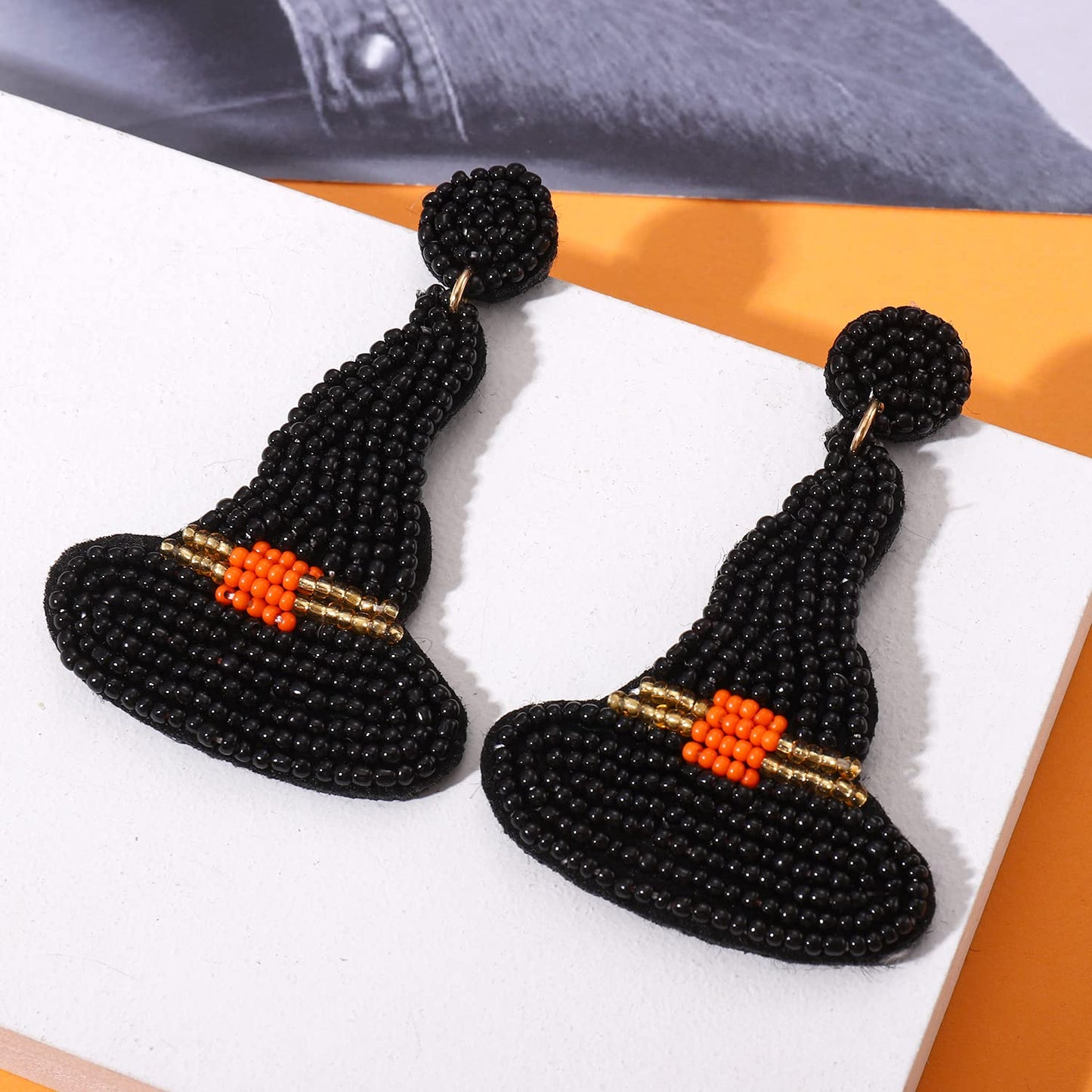 Halloween Earrings for Women Cute Pumpkin Ghost Beaded Dangle Earrings Statement Spooky Black Skull Witchy Hat RIP Earrings Fun
