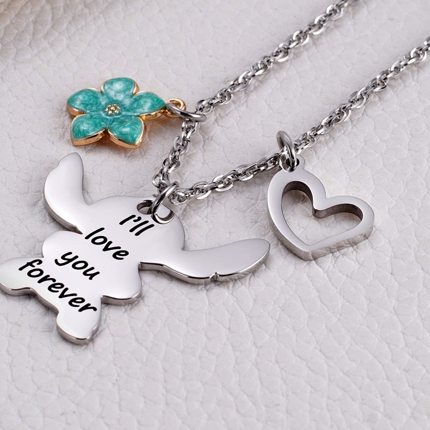 MIXJOY I Love You Forever Hibiscus Charm Necklace for Women Fans Birthday Christmas Jewelry for Granddaughter Daughter Niece