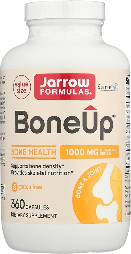 Jarrow Formulas BoneUp - 360 Capsules - Micronutrient Formula for Bone Health - Includes Natural Sources of Vitamin D3 , Vitamin K2 ( as MK-7 ) & Calcium - 180 Servings Packaging may vary