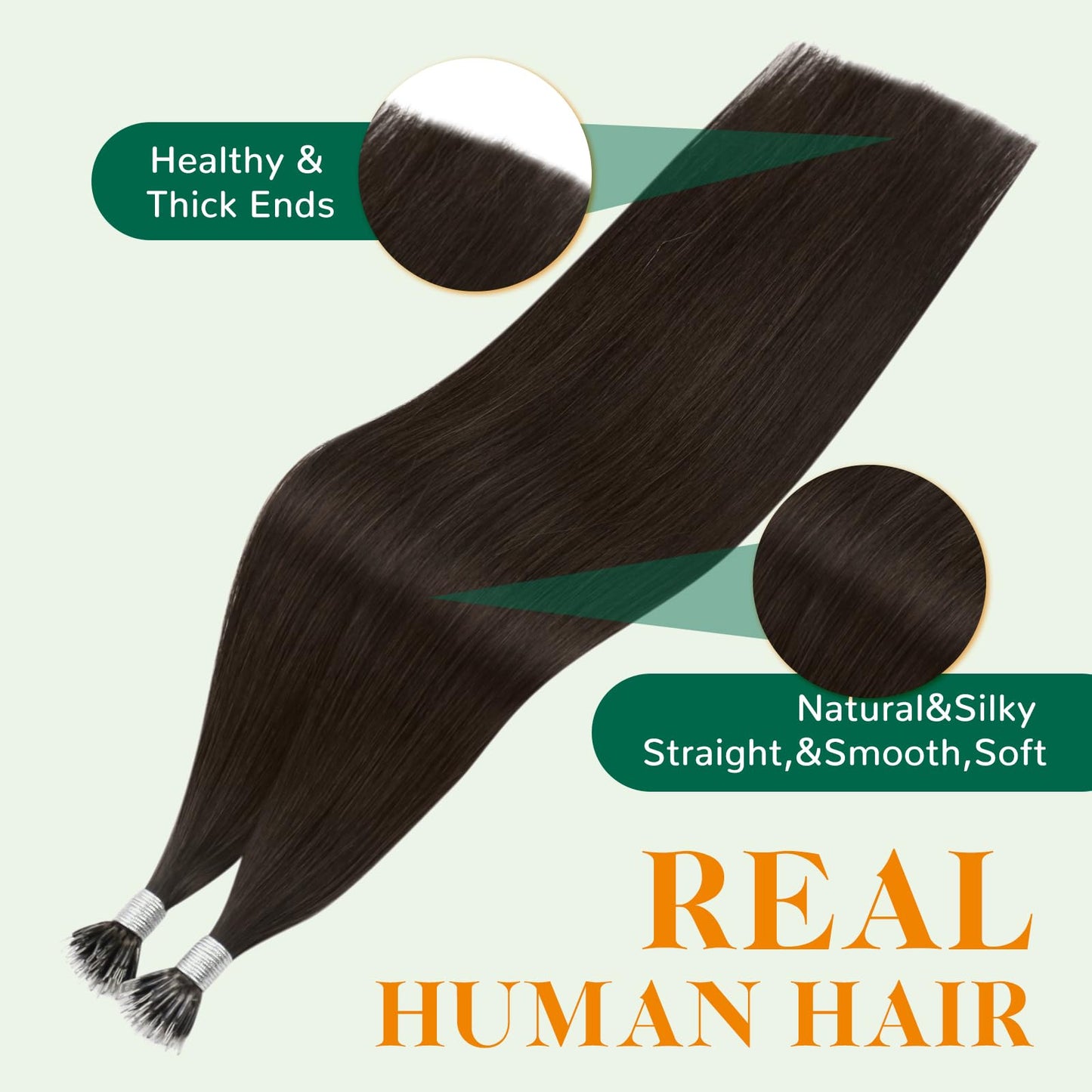 Easyouth Nano Bead Hair Extensions Brown Nano Hair Extensions Human Hair Dark Brown 20 Inch 50g 50s Nano Bead Human Hair Extensi
