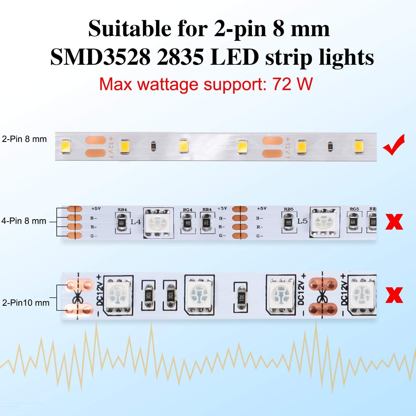 Mudder 40 Pieces LED Strip Connectors T Shape L Shape 8mm Plastic White 3528 2835 SMD RGB