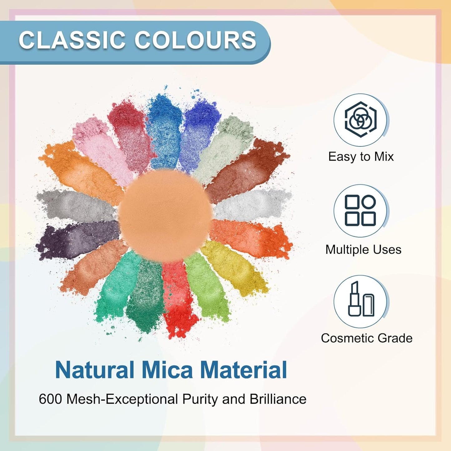 uxcell 10g/0.35oz Cosmetic Grade Mica Powder, 600 Mesh Mica Powder Natural Resin Epoxy Pigment Powders for Casting Resin, Candle Dye, DIY Nail Polish and Lip Gloss, Orange