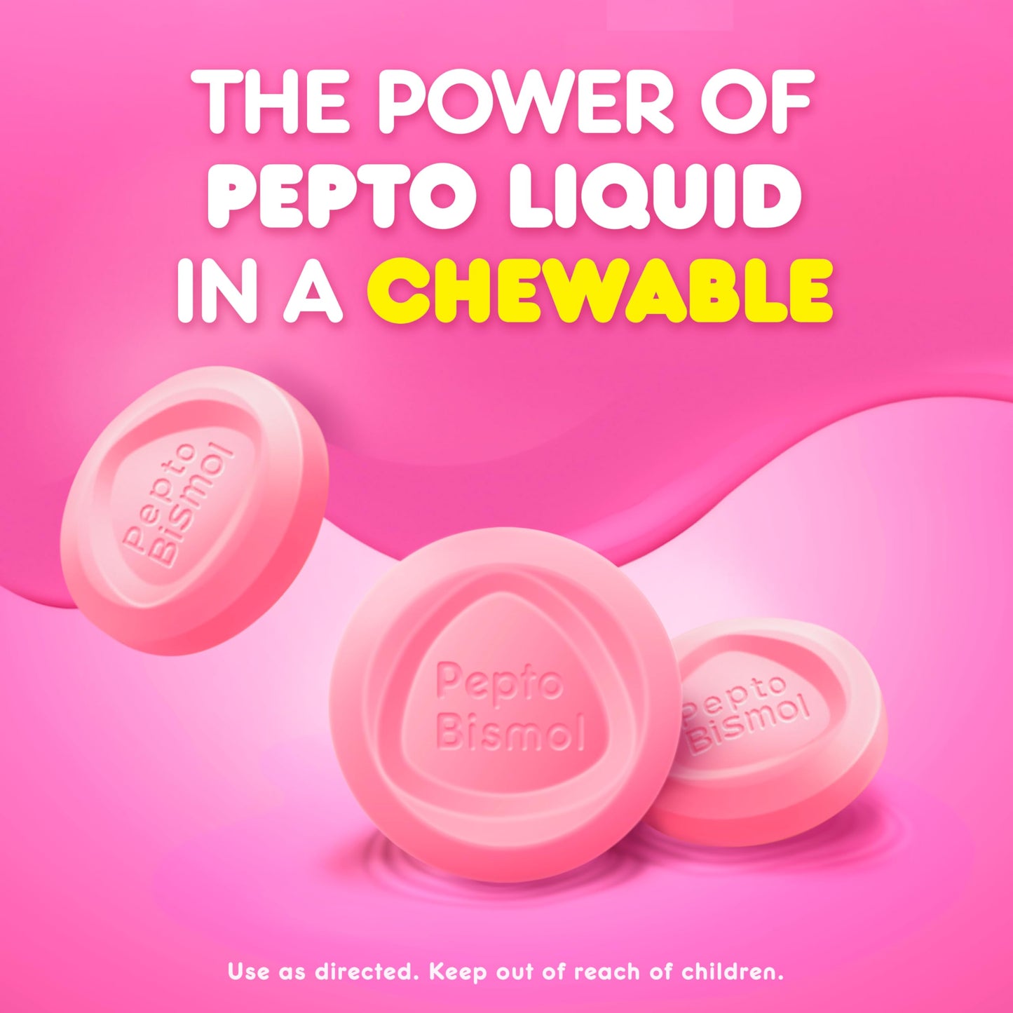Pepto Bismol Chewable Tablets, Upset Stomach Relief, Nausea Relief, Heartburn Relief, Indigestion Relief, Anti Diarrhea Medication for Adults - 5 Symptom Relief, 90 Chewable Tablets (3x30 ct)