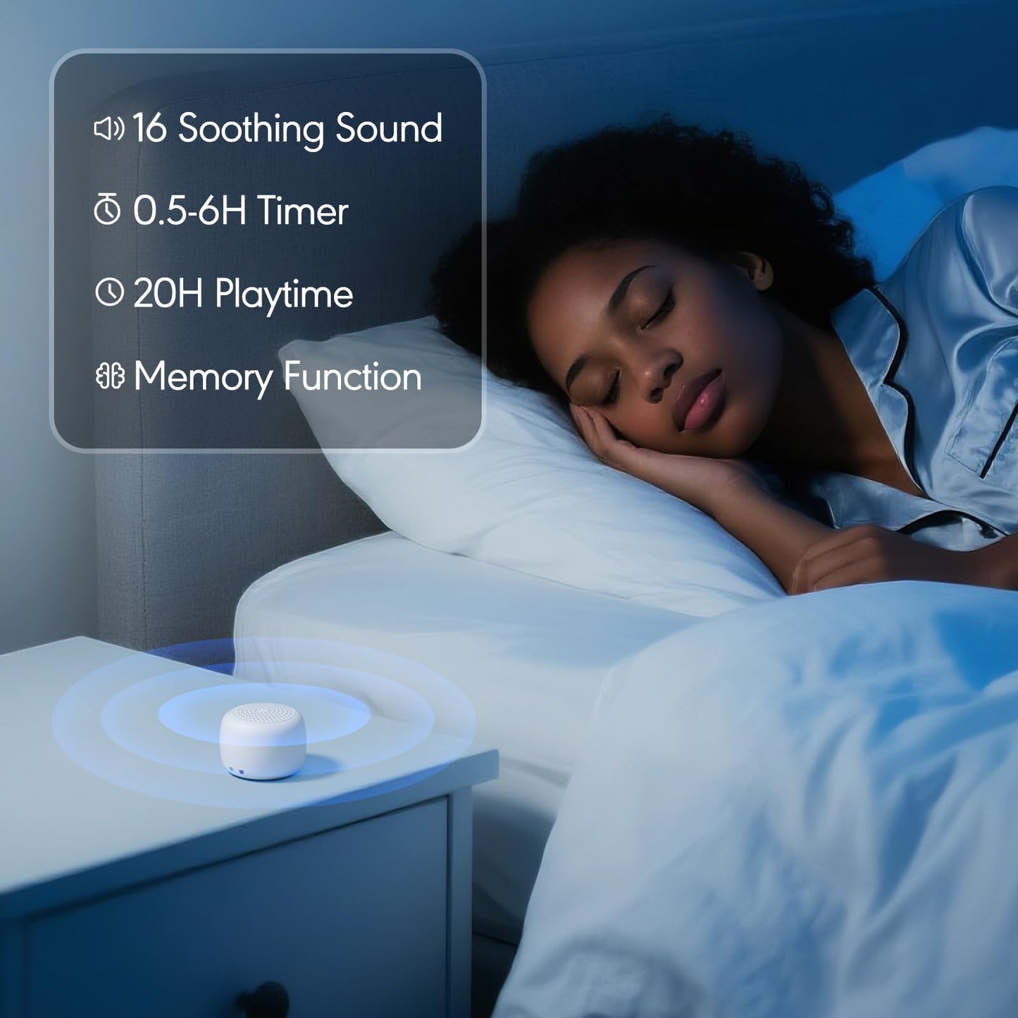 SMILEBOP Portable Sound Machine for Baby Adults,Travel Sound Machine,Mini White Noise Machine,16 Non-looping Sounds &Timer, Memory Function,Sleep Sound Machines Perfect for Privacy Hotel Gift (Tiny)