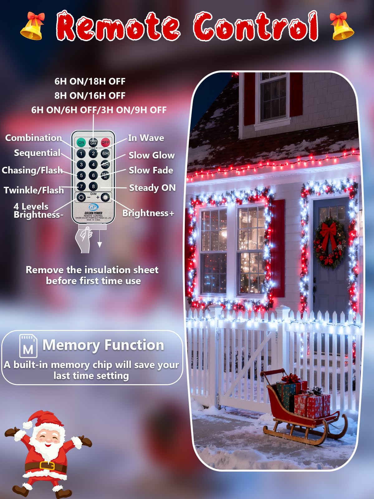 50Ft 1000 Led Christmas Cluster Lights  Fire er String Lights With Remote & 8 Modes & Timer  Waterproof Fairy Twinkle Light Plug In For Indoor Outdoor Party Garden Xmas Tree Decoration  Red White