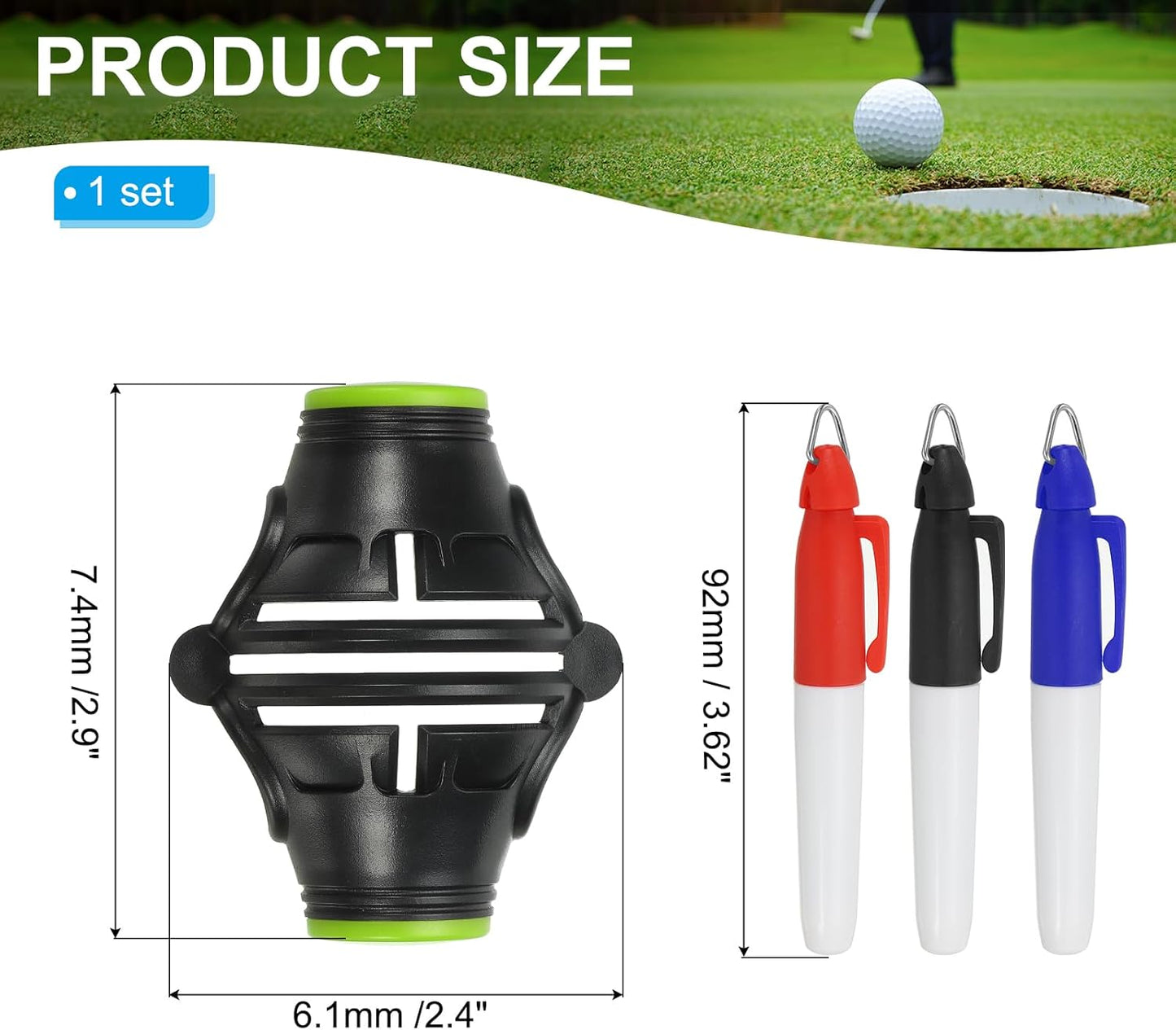 PATIKIL Golf Ball Marker Stencil 360 Degree Triple Track Golf Ball Alignment Marking Tool Line Drawing Marker with Marker Pens for Men Women
