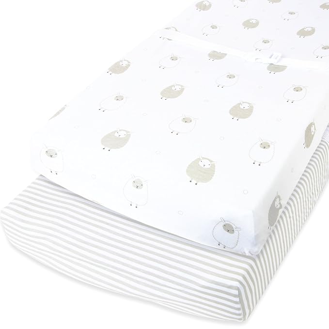 Cuddly Cubs Changing Pad Covers – 2 Pack – Snuggly Soft Plush Cotton Changing Table Covers for Boy, Girl – Fits Perfectly on Summer Infant and Other 16 x 32 Baby Changing Table Pads – Grey Stripes