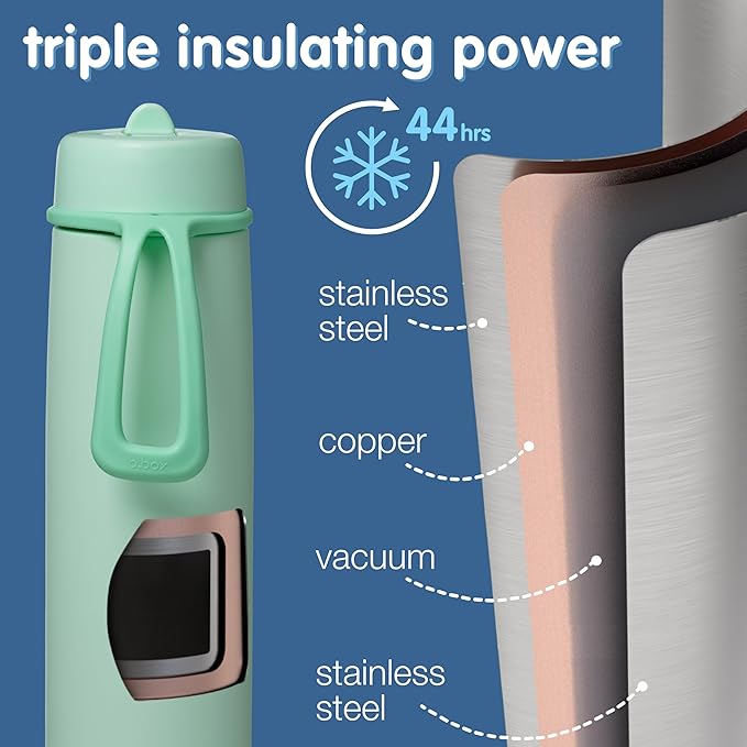 b.box Triple Insulated 23oz Water Bottle w/Stainless Steel Straw. 44 Hours Cold. Leak Proof Tumbler with Lid and Straw for Travel, Gym & School. BPA Free Sports Water Bottles.