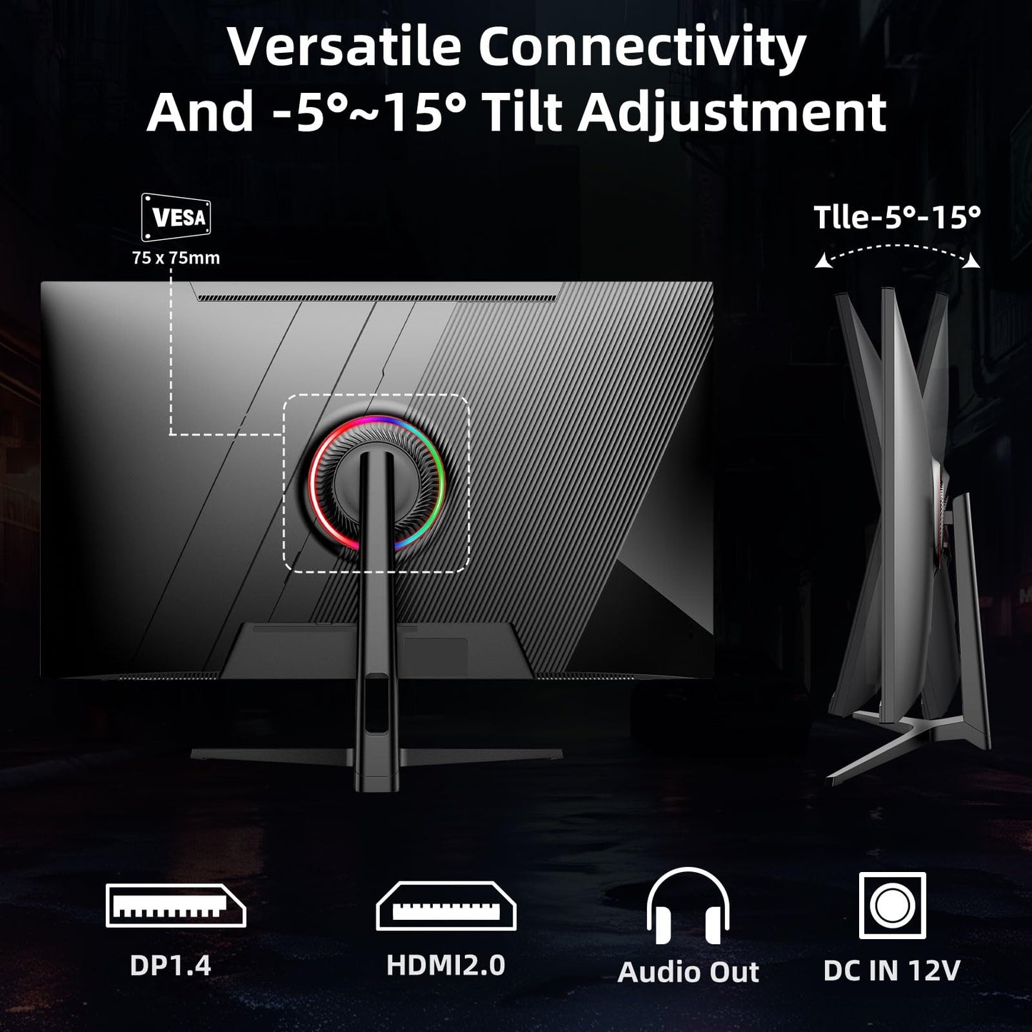 Kroteaup 32 Inch UHD Gaming Monitor, (3840 X 2160) Computer Monitor, HDR400, DCI-P3 86%，100% sRGB, Eye Care, Freesync, HDMI, Dp Port and Built-in Speaker, Support Wall