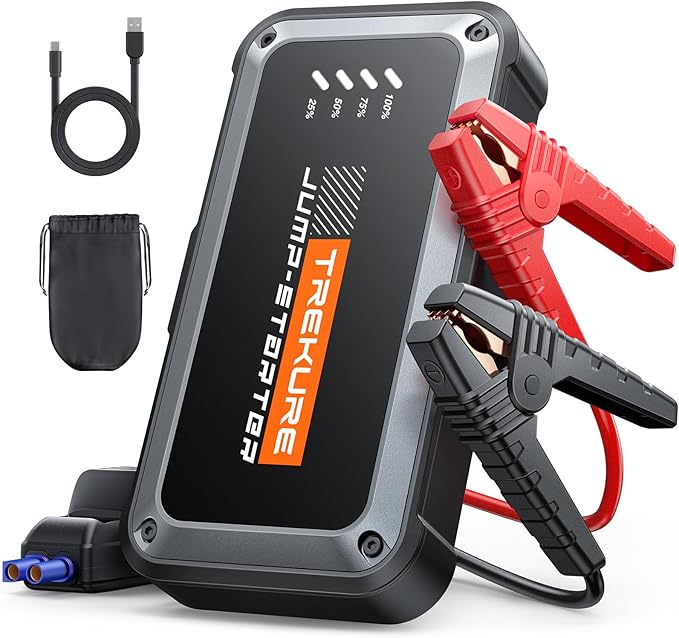 TREKURE Portable Car Battery Jump Starter 4000A 16800mAh Jump Box, Car Battery Jumper Starter Portable Jumper Cables for c...