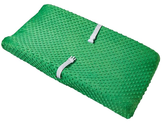 Solid Changing Table Pad Cover Cradle Sheet, Fits 32"/34''x16 Contoured Diaper Changing Pad, Ultra Soft Cozy Dots Plush Changing Table Covers, Breathable Wipeable Removable (Fern Green)