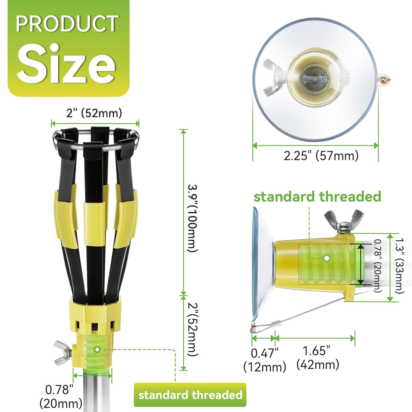 Dreyoo 2 Piece Set Light Bulb Changer  Standard Incandescent Bulb Changer And Suction Cup Light Bulb Changer Compatible With Docapole And Other Standard Threaded Extension Pole (Pole Not Included)