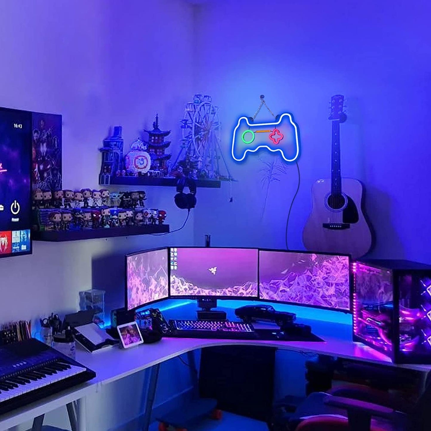 SOLIDEE Led Dimmable Neon Signs Wall Decorations For Living Room|Bedroom Gamepad Controller Shape Lights Game Room Decor Accessories Cool Teen Boys|Girls|Kids Gamer Gifts