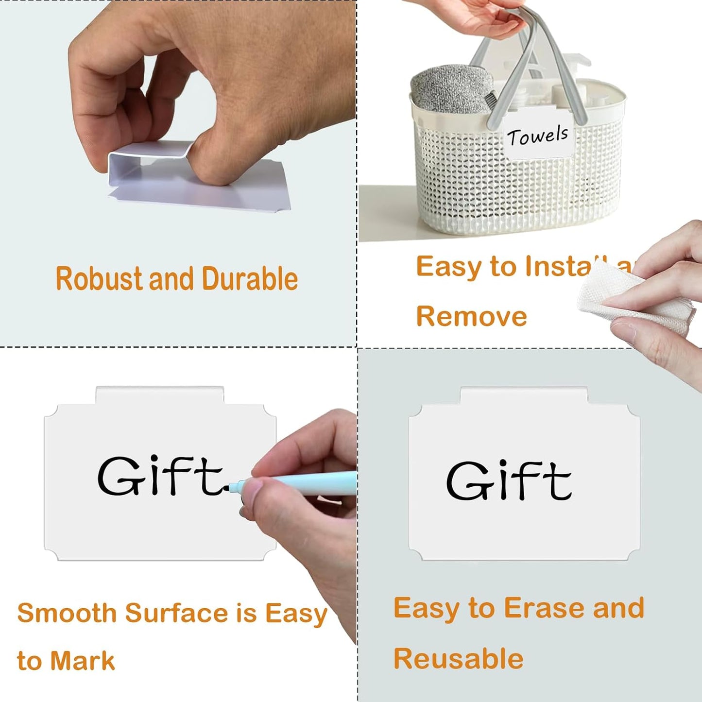 Erasable Label Holders Kit - 20 White PVC Bin Clips & 2 Chalk Markers for Organizing Storage Bins, Baskets, Containers