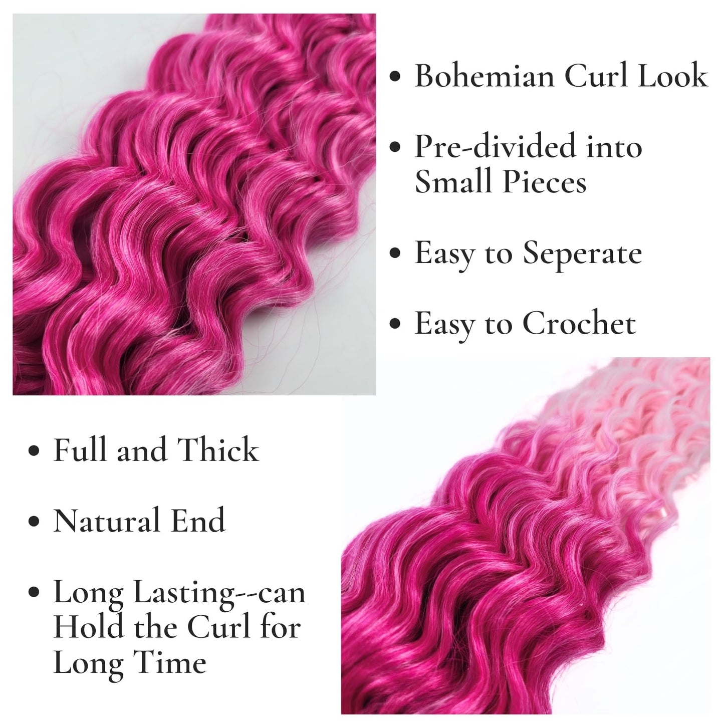 Pink Braiding Hair Pre Stretched Synthetic Boho Hair for Braiding Ombre Pink Boho Braids Hair for Women
