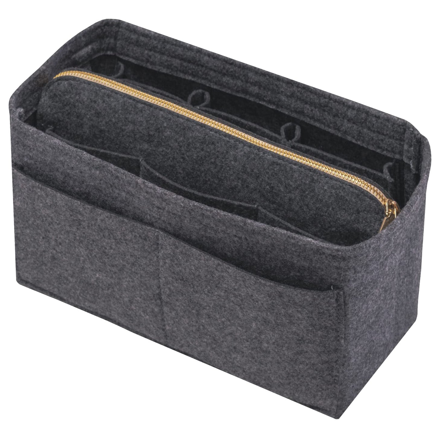 DailyPlus Purse Organizer Insert with Zipper Felt Bag Organizer for Tote Purse Bag Grey X-Large