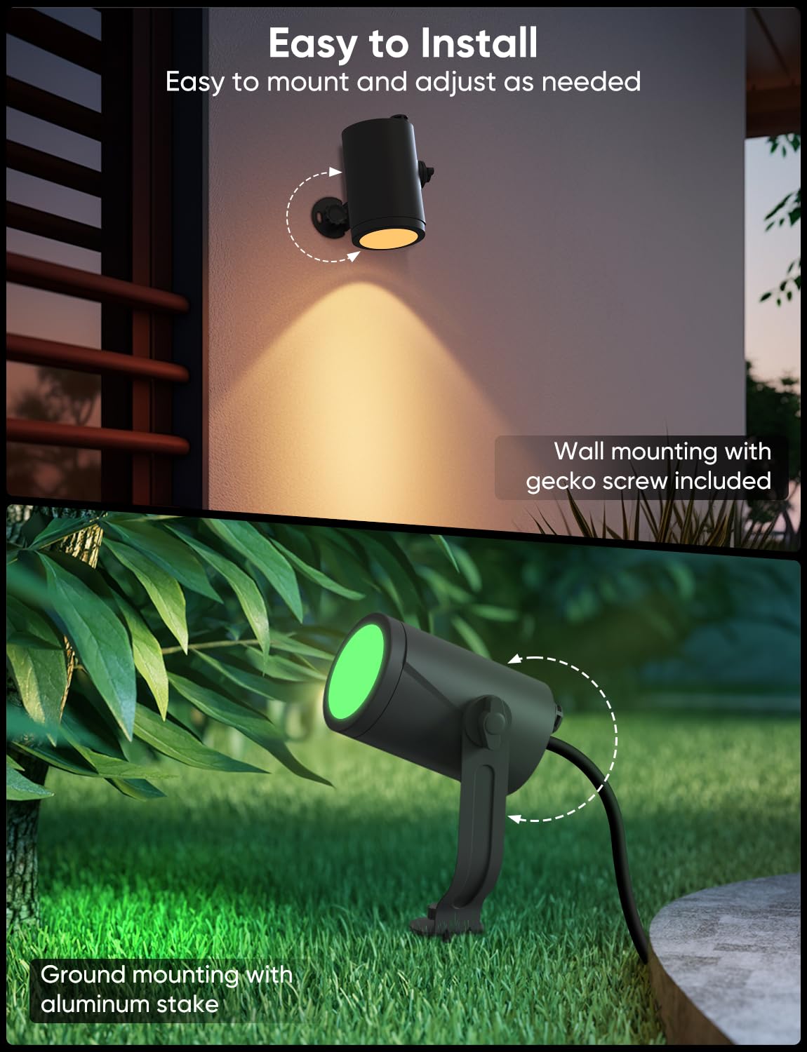 Appeck Smart Landscape Lighting Kit 36W  Rgbcw Smart Landscape Lights 6 Pack  Ip65 Waterproof Outdoor Spotlights  Alexa/Google Assistant Compatible  For Garden Pathway Yard Holiday Decor
