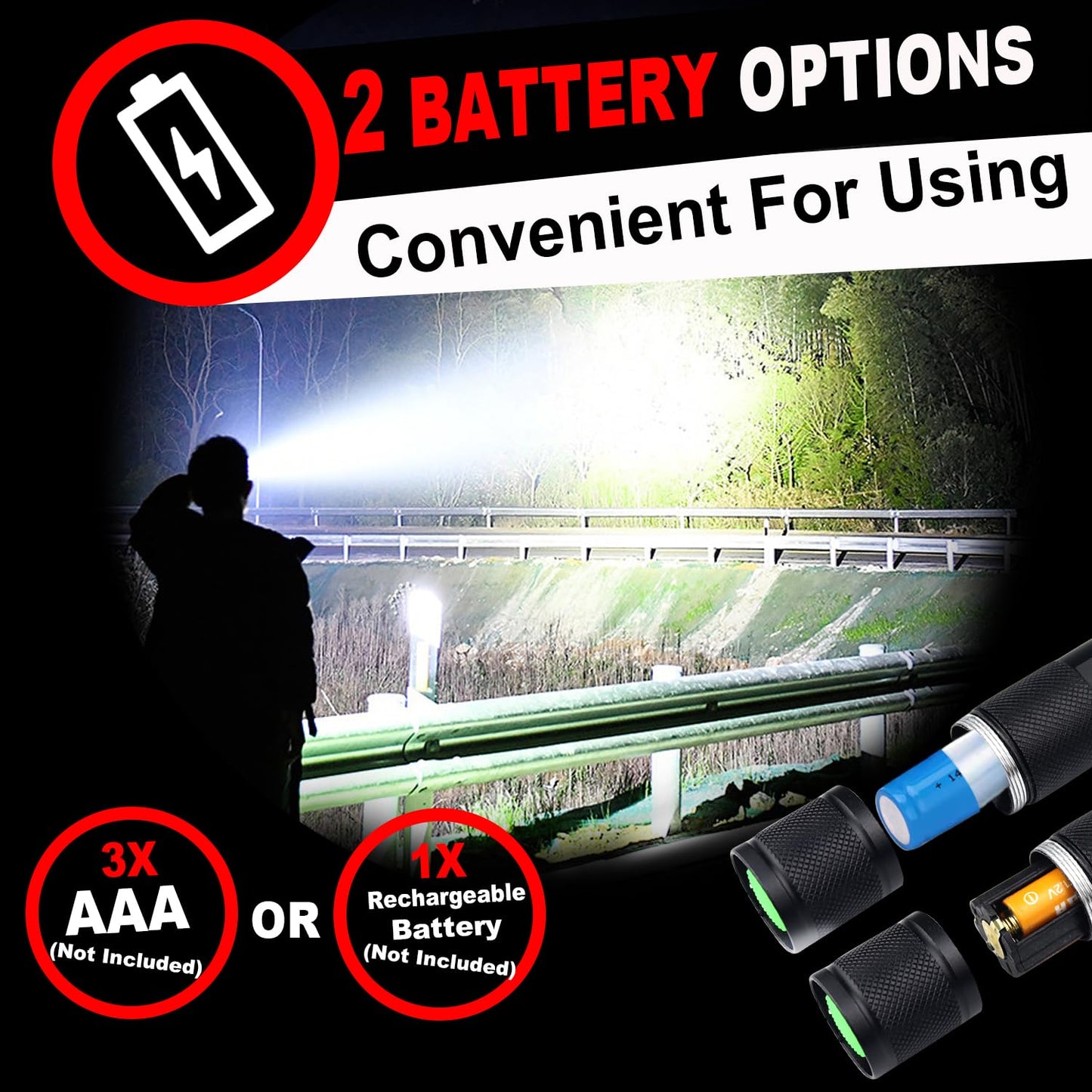 HinsGEAR LED Tactical Flashlight 2 Pack, High Lumens, Zoomable, Water Resistant, Aluminum, Turquoise, Model SL-2000