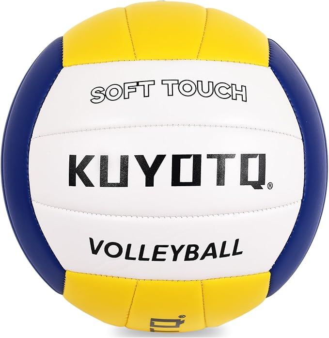 KUYUTQ Beach Volleyball Official Size 5 for in & Outdoor, Yellow Blue White Outdoor Volleyball with Thickened Soft Leather...