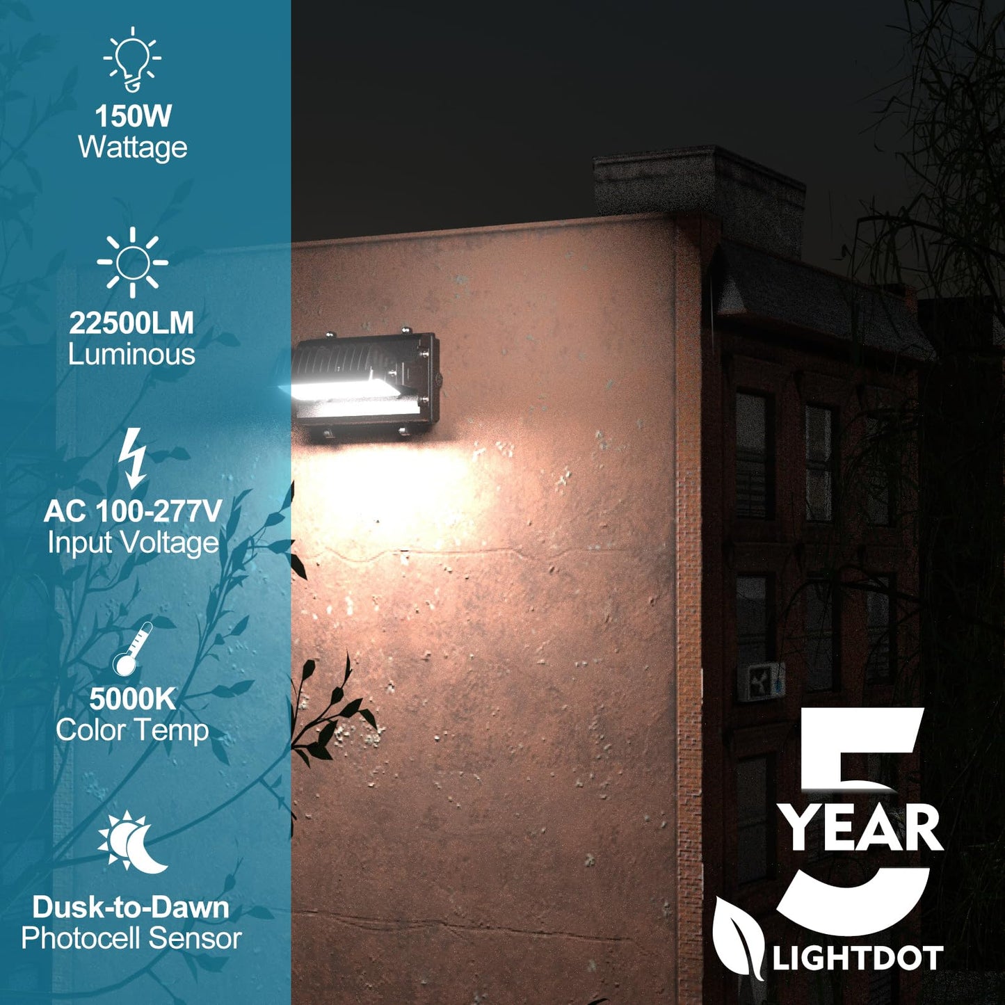 Lightdot 6Pack 150W Led Wall Pack Lights  360 Adjustable Panel With Dusk To Dawn Photocell  22500Lm 5000K  Ip65 Waterproof & Advanced Heat Dissipation Outdoor Security Lighting(Height:10~20Ft)