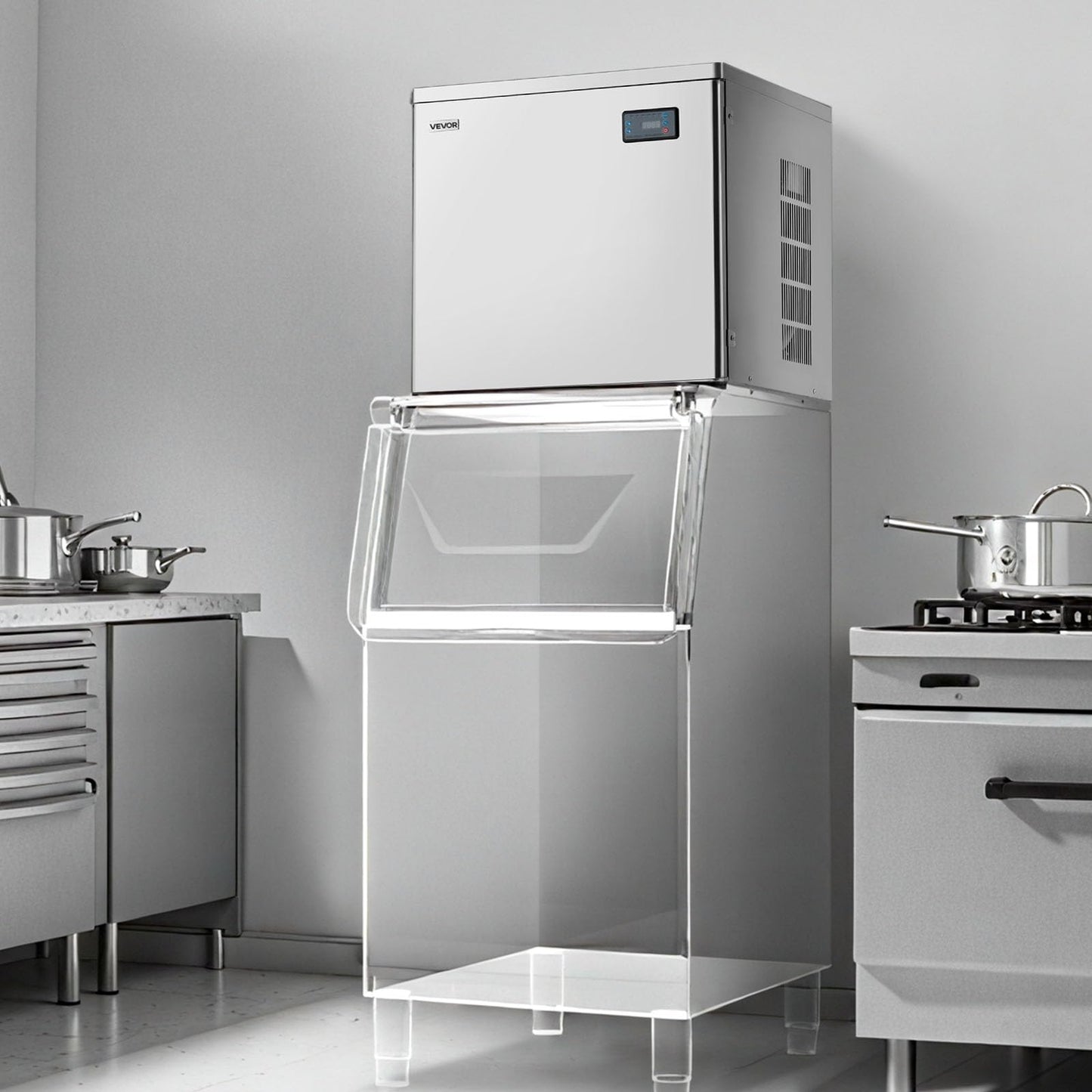 VEVOR Commercial Ice Maker Machine - Head, 450 Lbs/Day Stainless Steel Ice Machine with Scheduled Ice-Making, Self-Cleaning, Adjustable Thickness, Ideal for Restaurant Bar Cafe Hotel - Head Only