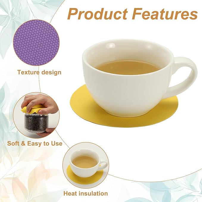 uxcell 4pcs Silicone Jar Opener Pads, 12.5cm/5" Texture Can Opener Multipurpose Round Bottle Lid Opener Non-Slip Coasters for Weak Hands Seniors Children, Purple